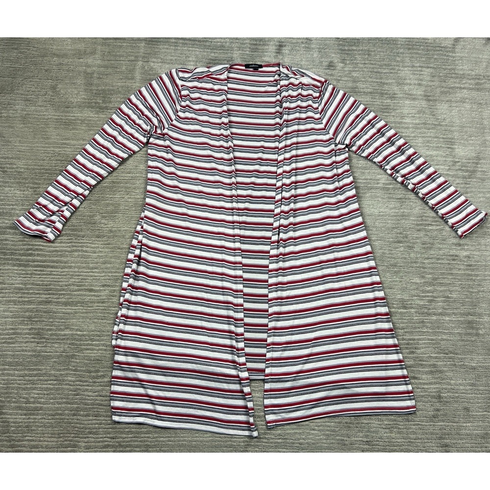 Ambiance Cardigan Womens 3X Multicolor Striped Long Open Front Duster